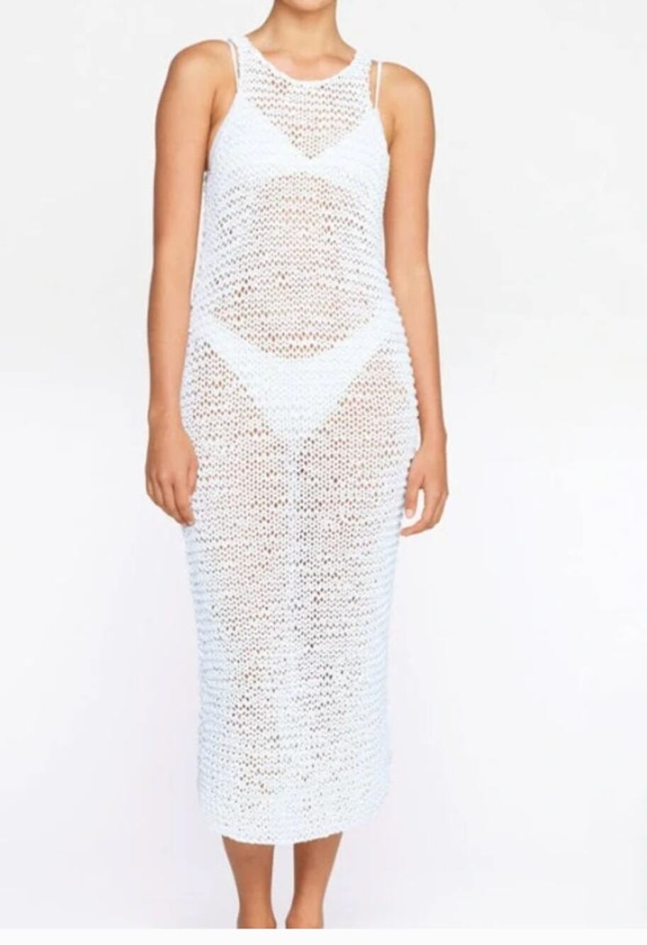 MIKOH Ulupua Open Knit Crochet Maxi Dress Cover-Up Bone White XS/S Resort/Summer